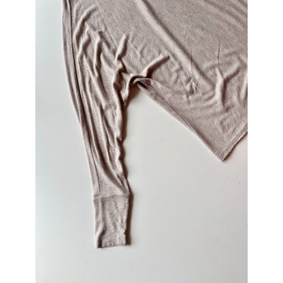 JOAH BROWN Vital Rib Heather Oatmeal Ribbed Jersey Long Sleeve Tee, One Size - Picture 9 of 14